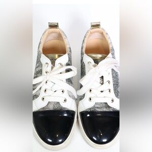 Christian Louboutin Black and White Glitter Sneakers
